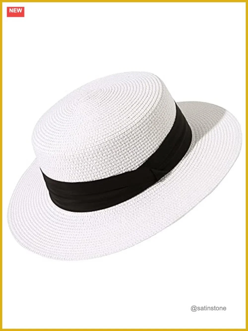 Wide Brim Straw Boater Sun Hat Foldable Packable Beach Hat
